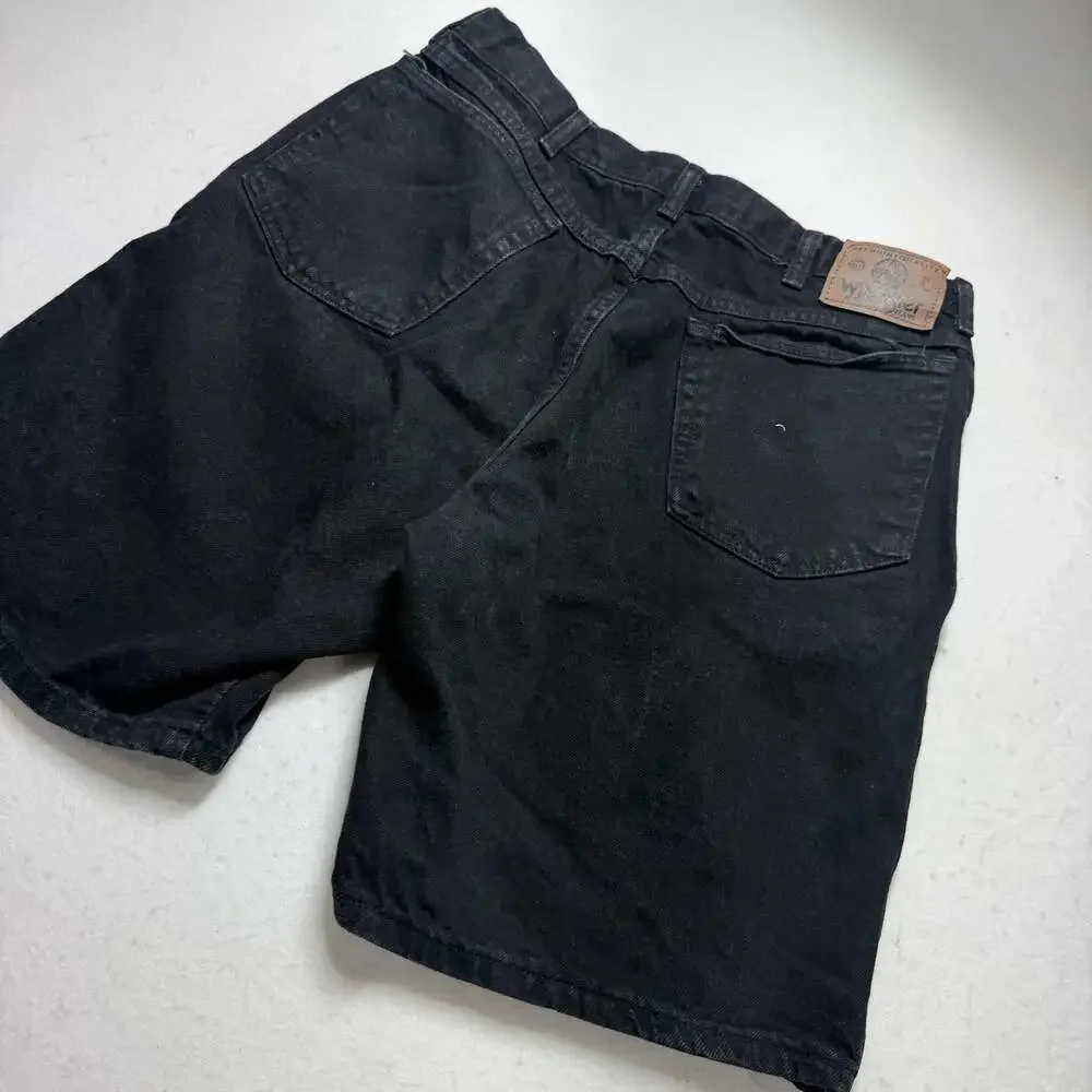 Wrangler Mens Black Denim Shorts 100% Cotton Size 36
